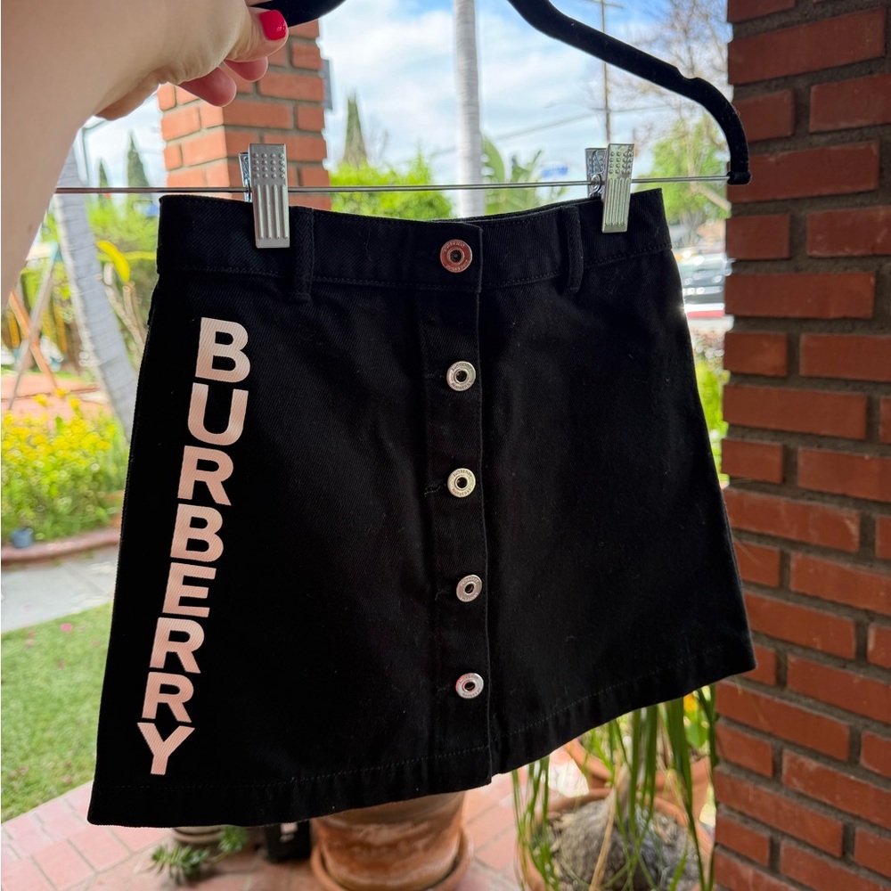 Girls Burberry Black Button-Front Skirt